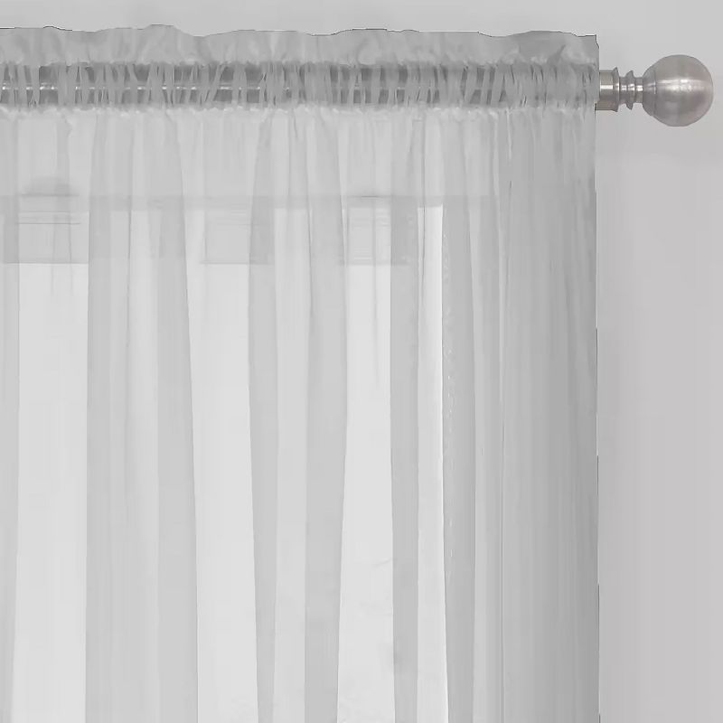 Kate Aurora Essential 1 Piece Silver Gray Sheer Voile Rod Pocket Window Curtain Panel, 3 of 4