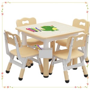 Toddler Table and 4 Chairs Set with Graffiti Desktop - 1 of 4