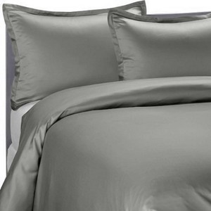 Brielle Home 100% Premium 300 TC Modal Bedding Collection Sateen Duvet Cover 68" x 86" and One 20" x 26" Sham Twin Grey - 1 of 4