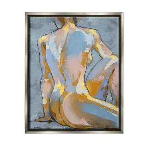 Stupell Industries Modern Blue Brushed Sitting NudeFloater Canvas Wall Art - 1 of 4