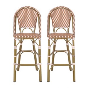 2pk Kinner Outdoor Aluminum French Bar Stools Rust/White - Christopher Knight Home: UV & Weather-Resistant Patio Chairs - 1 of 4