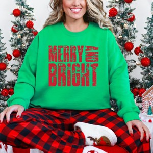 Merry and Bright Block Distressed - Women's Graphic Sweatshirt - 1 of 3