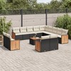 vidaXL 14 Piece Patio Sofa Set with Cushions - Black and Cream With Table - 2 of 4