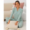 cheibear Women's Long Sleeve Button Down Top with Pants Pajama Sets 2 Pcs - 3 of 4