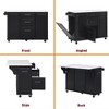 Rbied Wood Kitchen Cart with Tilt Trash Can Cabinet, Pull Out Cabinet Organizer, Drop Leaf, 2 Drawers - 4 of 4