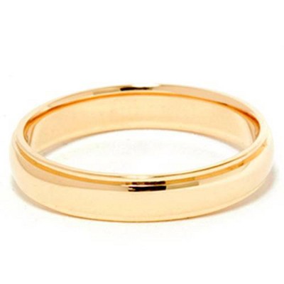 Pompeii3 4mm Step Cut Polished Wedding Band 14K Yellow Gold