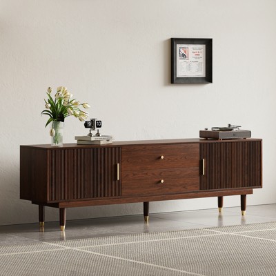 LOVSON 70.9''Medieval-style multimedia console, entertainment center with 2 storage cabinets,2 drawers,suitable for living rooms,bedrooms,walnut