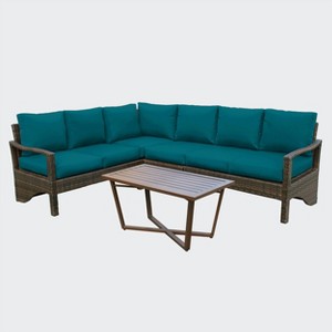 Leisure Made Augusta 5pc Wicker Sectional in Peacock Fabric - 1 of 4