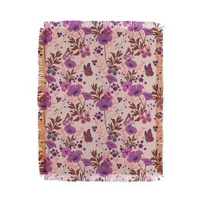 Schatzi Brown Free spirit Butterfly Ivory 56"x46" Woven Throw Blanket - Deny Designs