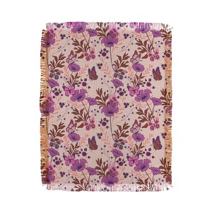 Schatzi Brown Free spirit Butterfly Ivory 56"x46" Woven Throw Blanket - Deny Designs - 1 of 4