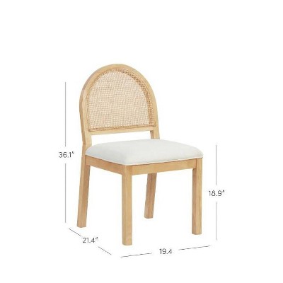 Bailey Natural Cane and Linen Upholstered Side Chair Set