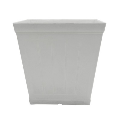 Classic Home and Garden Plastic Falmouth Square Plastic Planter Pot with Drainage Holes, Starlight White, 11"