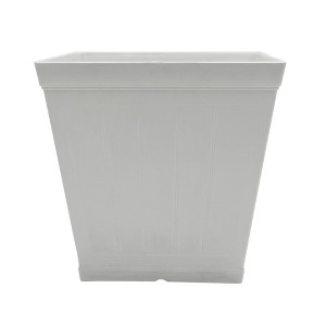 Classic Home and Garden Plastic Falmouth Square Plastic Planter Pot with Drainage Holes, Starlight White, 11" - 1 of 2
