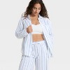 Women's Striped Cotton Blend Long Sleeve Pajama Shirt - Auden™ - 3 of 4