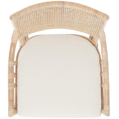 Donatella Transitional Natural White Wash Rattan Armchair with Cushion