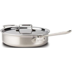 All-Clad BD55404 D5 Brushed 18/10 Stainless Steel 5-Ply Bonded Dishwasher Safe Saute Pan with Lid Cookware, 4-Quart, Silver - 1 of 4
