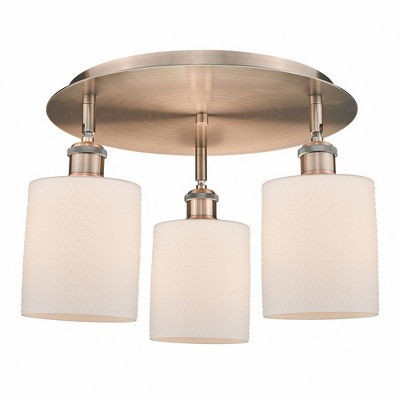 Cobbleskill - 3 Light Flush Mount In Art Deco Style-9.63 Inches Tall and 17.75 Inches Wide