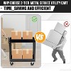 2-Tier Metal Utility Cart, Heavy Duty Steel, 330 lbs, Rolling Tool Organizer w/ Locking Wheels for Garage, Workshop, Warehouse, Black - 3 of 4