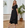 Coolmee Maternity Puff short Sleeve Maxi Dress V Neck Pregnancy Dresses for Baby Shower Photoshoot - 4 of 4