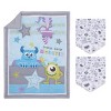 Disney Monsters, Inc. Cutest Little Monster Turquoise, Green, Purple, and Gray, Sully, Mike, and Randall 3 Piece Nursery Mini Crib Bedding Set - 4 of 4
