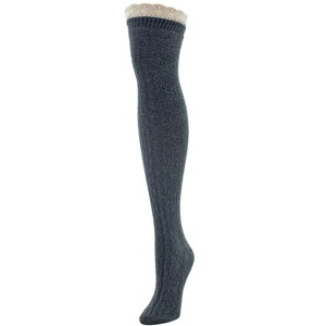 Memoi Diamond Crochet Cotton Blend Over The Knee Socks - 1 of 2