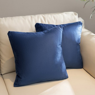 Navy Velour Decorative Throw Pillows Set of 2