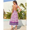 Women's Summer Maxi Dress Casual Floral V Neck Boho High Low Flowy Long Sun Dresses - 2 of 4