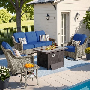 XIZZI OUTDOOR SWIVEL ROCKER SETS: 3-PC Rocker + Modular Sofa & Fire Pit Options - All-Weather Fabric, 8 Color Choices for Patio, Garden, Poolside - 1 of 4