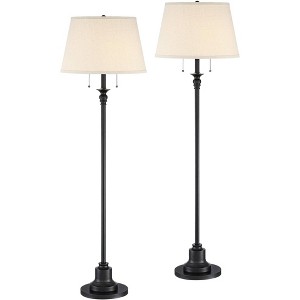 360 Lighting Spenser Traditional 58" Tall Standing Floor Lamps Set of 2 Lights Pull Chain Brown Metal Oiled Bronze Finish Living Room Bedroom House - 1 of 4