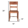 HomeRoots Set of Two Brown Wood Ladder Back Dining Side Chairs - 3 of 4