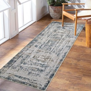 Large Rug,Abstract Print Carpet, Stain-Resistant Contemporary Floor Cover, Foldable Low Pile Decorative Indoor Rug - 1 of 4