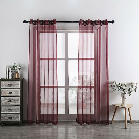 Burgundy voile shop curtains