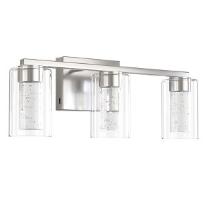 DORESshop 18 in. 9W 3-Light Brushed Nickel Integrated LED Vanity Light with Glass Shade, 3000/4000/6000K - 1 of 4