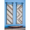 Wood Geometric Linear Carved Wall Decor with Suspended Frame Set of 2 Brown - Olivia & May: Iron Accents, Indoor, Keyhole Hanging, Assembled - 2 of 4