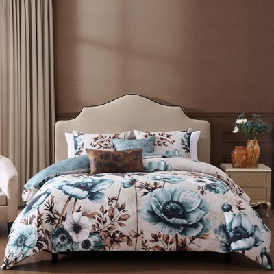 Bebejan Flowers in the Mist 100% Cotton 5 Piece Reversible Comforter Set