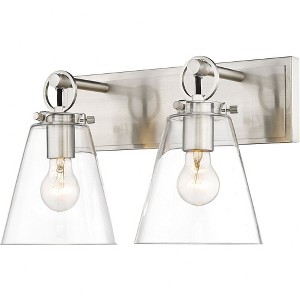 Harper 2-Light Vanity Bath Light - Dimmable Steel Fixture with Clear Glass Shades - 1 of 4