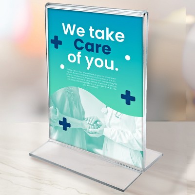 Clear Acrylic Double-Foot T-Frame Sign Holder Set, 8.5" x 11"