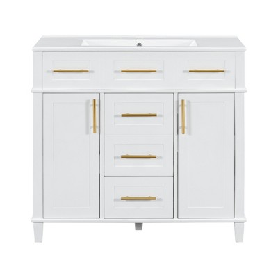 INFURNIC Vanity Tables, Elegant Compact Space Saving Bathroom Vanity with Advanced Features for Small Bathrooms, White, 18.3"*24"*34.3"