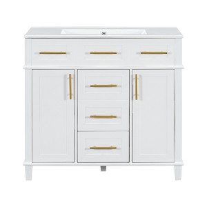 INFURNIC Vanity Tables, Elegant Compact Space Saving Bathroom Vanity with Advanced Features for Small Bathrooms, White, 18.3"*24"*34.3" - 1 of 4