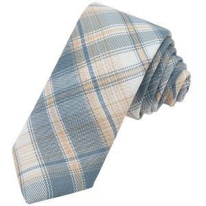INSPIRE CHIC Plaid Woven Self-tied Striped Skinny Necktie 2.8" for College Graduation Campus 1 Pc - 1 of 4