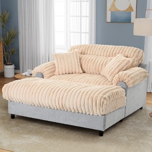 Upholstered Chaise Lounge Cloud Sleeper Sofa Bed Lazy Single Plush Sofa Leisure Reading Couch with 2 Pillows - ModernLuxe - 1 of 4