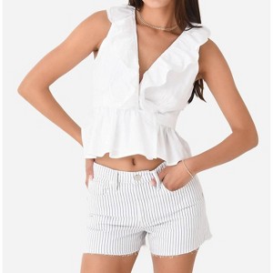 Women's Ruffle Wrap Top - Never a Wallflower - 1 of 4