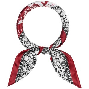 Elerevyo Women's Satin Large Paisley Contrast Color Silk Square Scarf Head Wrap Bandanas 35.4" X 35.4" - 1 of 4