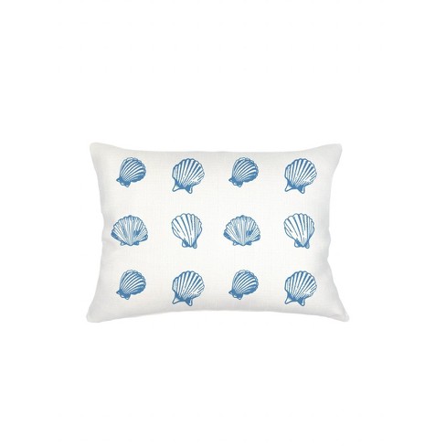 Blue Saltwater Shell Printed Linen Pillow 14x20 - image 1 of 1