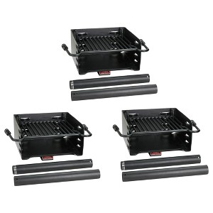Pilot Rock Park Style Heavy Duty Steel Outdoor BBQ Charcoal Grill with Cooking Grate & 360 Degree Swivel Post for Camping or Backyard, Black (3 Pack) - 1 of 4