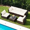 Tangkula 6PCS Wicker Patio Sectional Conversation Furniture Set with Seat Cushions & Coffee Table - 2 of 4
