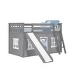 Max & Lily Twin over Twin Low Bunk Bed with Slide and Curtain for Kids - 2 of 4