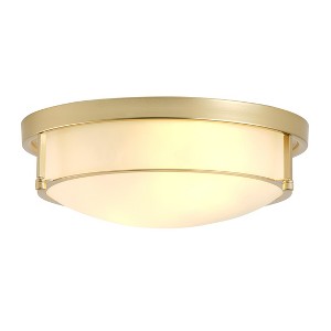 Dewdrop Modern  Flush Mount Ceiling Light, Round Drum Fixture with Frosted Glass Shade for Bedroom Hallway Living Room - 1 of 4
