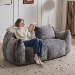 Bean Bag Chair for Adults, Ultra Soft Fluffy Loveseat Bean Bag Sofa, Oversized Floor Sofa for Living Room Bedroom, Cozy Reading Chair with Filler - 1 of 4