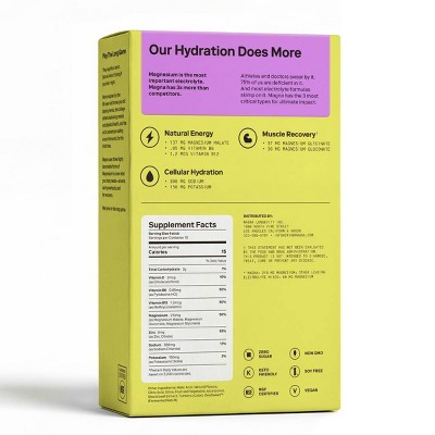 Magna Hydration Electrolyte Mix Stick Pack Dietary Supplement Powder - Watermelon Lime - 10ct: Non-GMO, Vegan, Magnesium 210mg